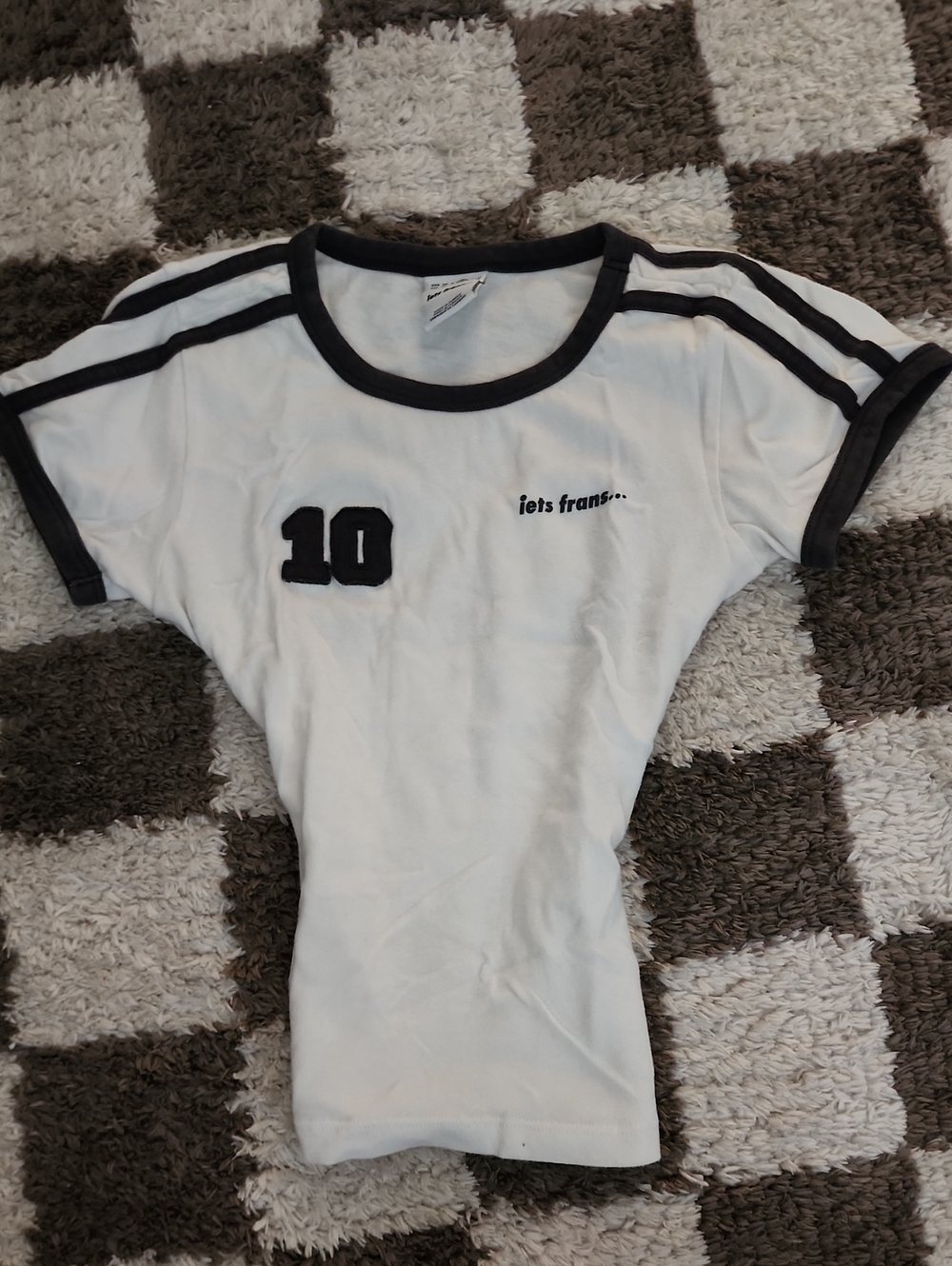 iets frans... Urban Outfitters White - DarkBlue/Grey Baby Tee #10